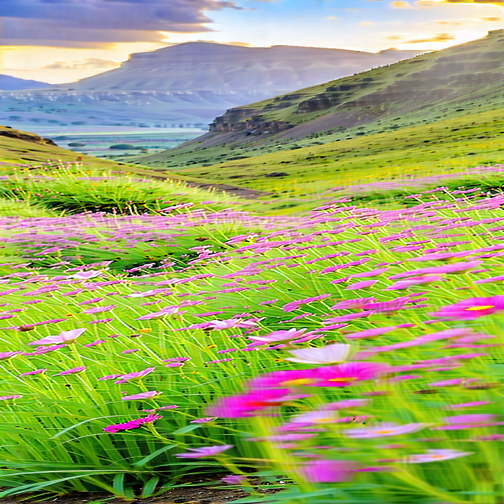 Nature Architectural Photography: Wildflowers In Natural Setting With Beautiful Landscape