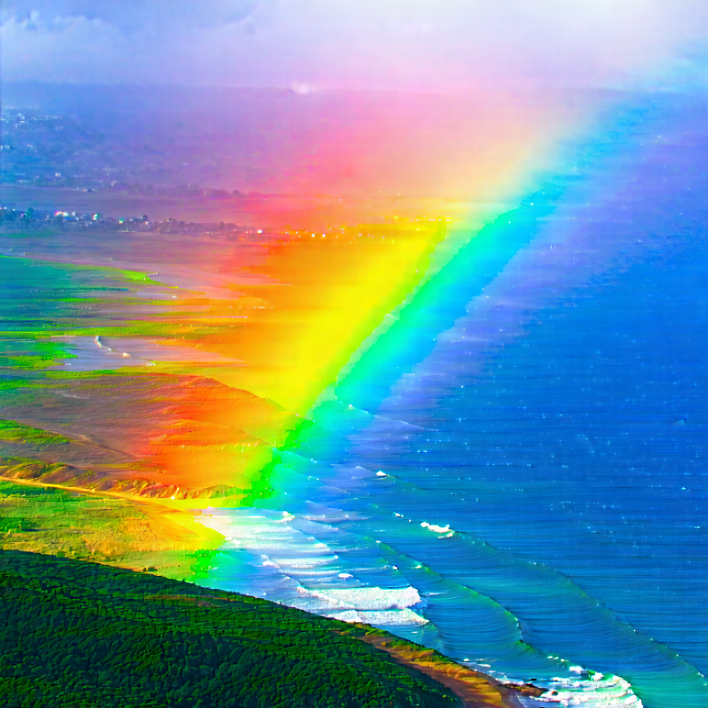 Nature Aerial Photography: Rainbow Over Coastline With Beautiful Rainbow