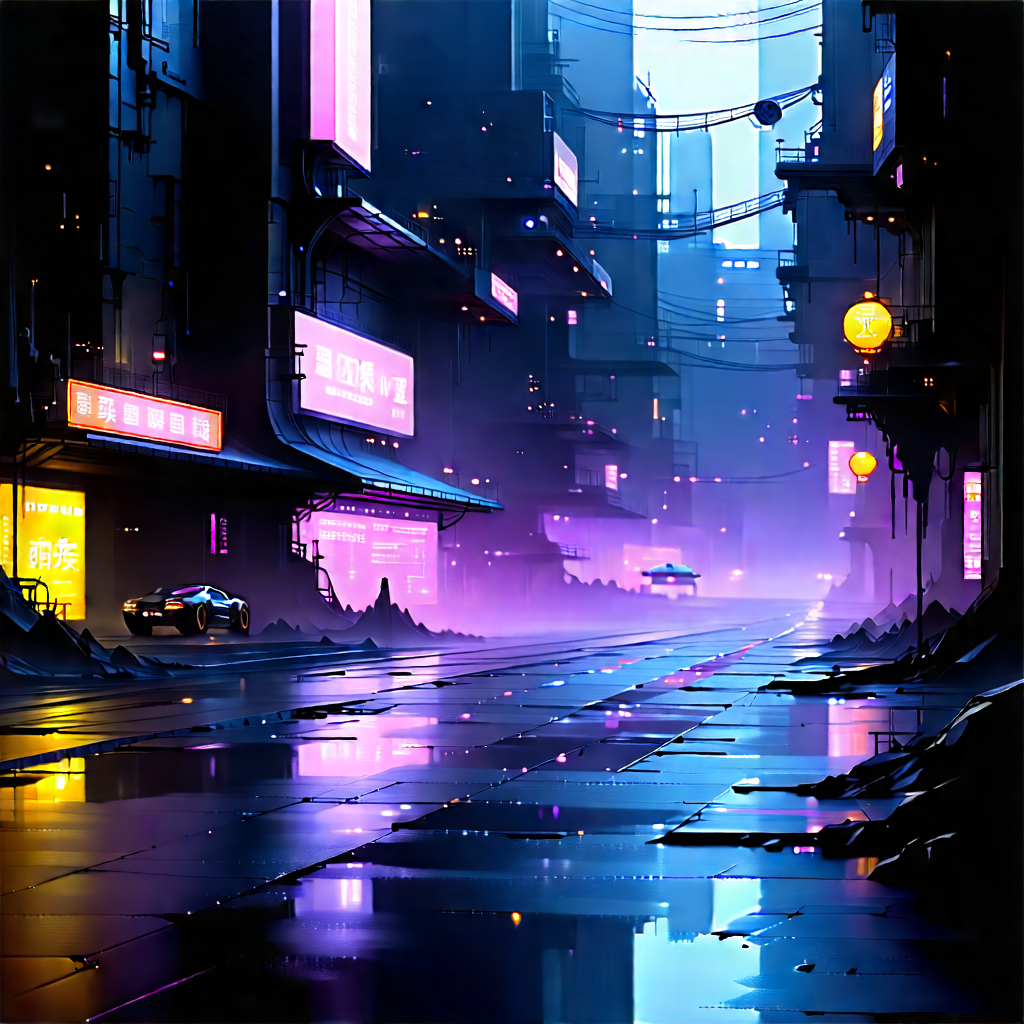 Abstract Cyberpunk Style: Layered Design With Image, There