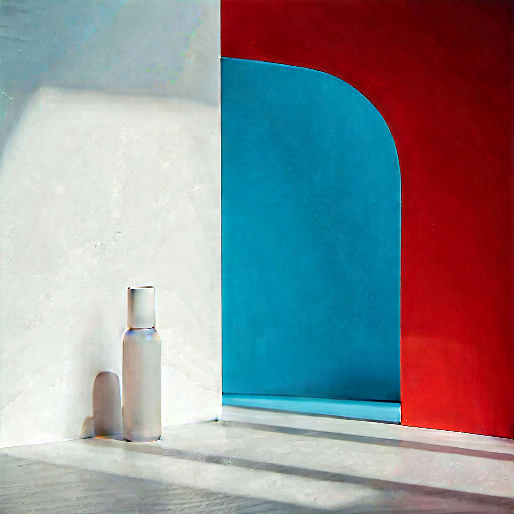 Abstract Professional Photography: (minimalist:1.27) Arrangement With Color Block With White Wall