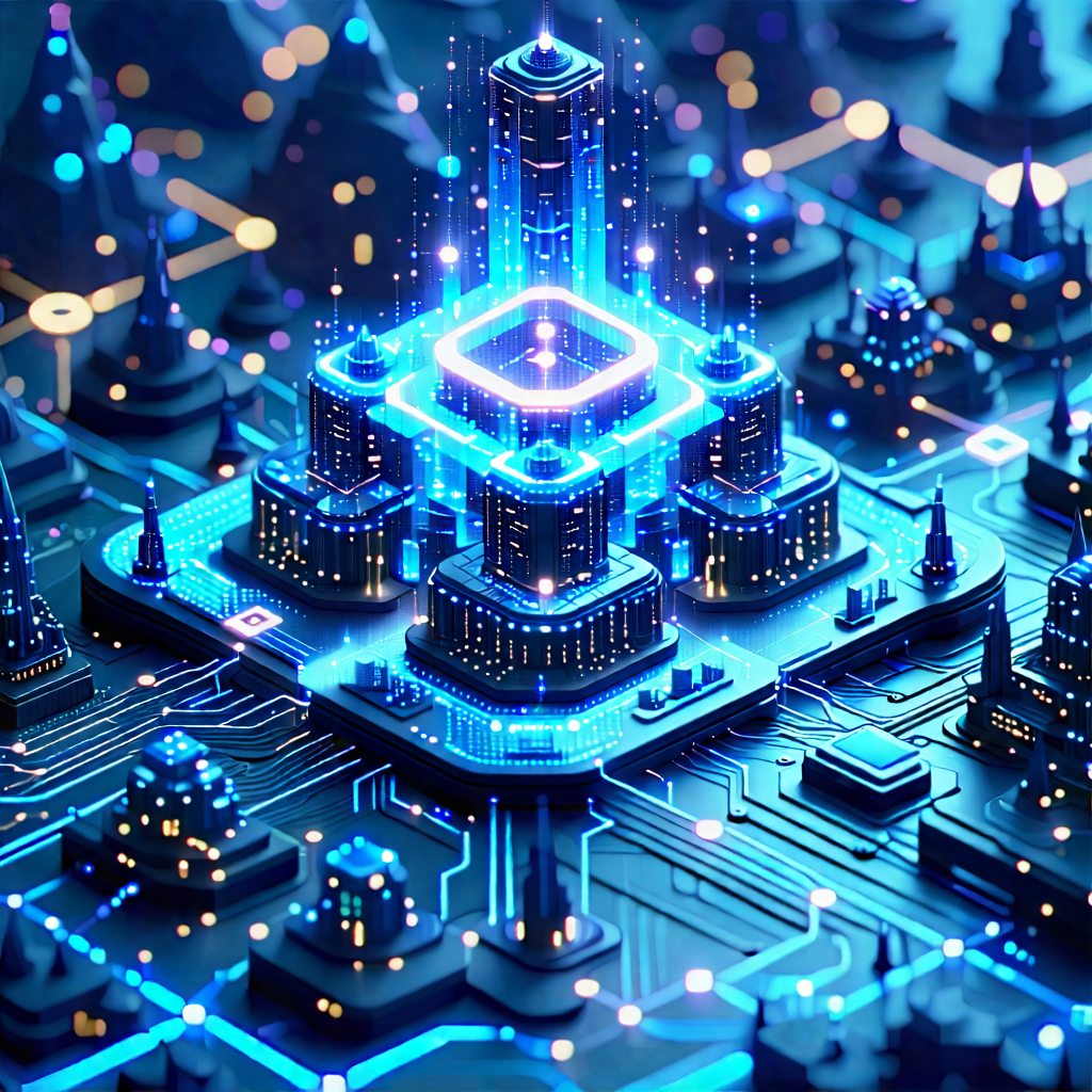 Tech Isometric Design: Blockchain network visualization