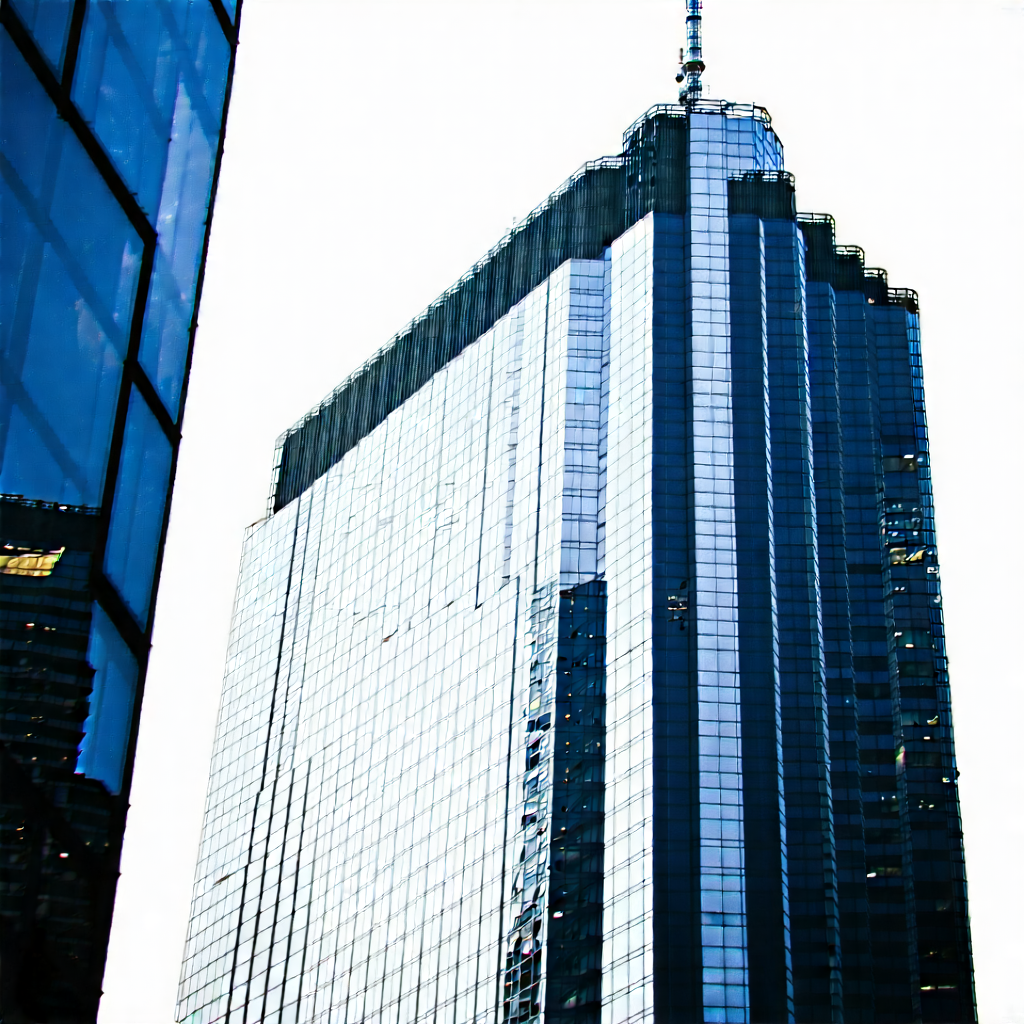 Urban Tilt-shift Photography: Skyscraper With Reflective Glass With Tall Building