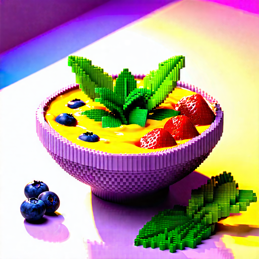 Lifestyle Voxel Art: Smoothie Bowl Prepared With Organic Components With Bowl Filled