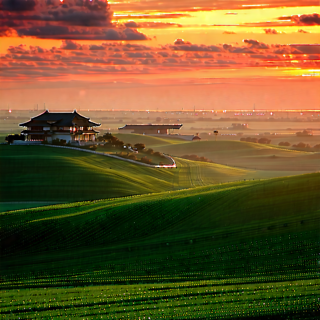 Nature Architectural Photography: Rolling hills during golden hour