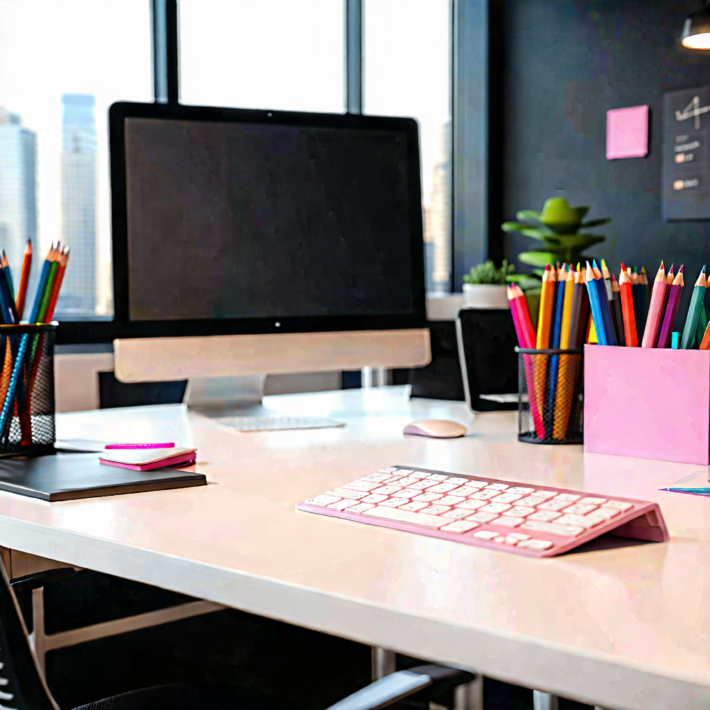 Business Landscape Photography: Workplace With Modern Office Supplies On Desk With Computer Desk