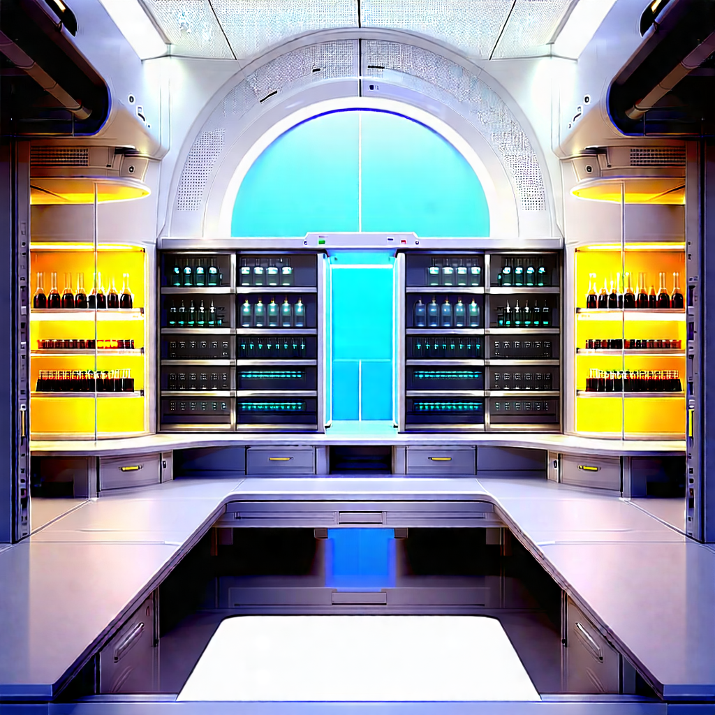 Tech 3d Render: Futuristic Research Laboratory With Image, There