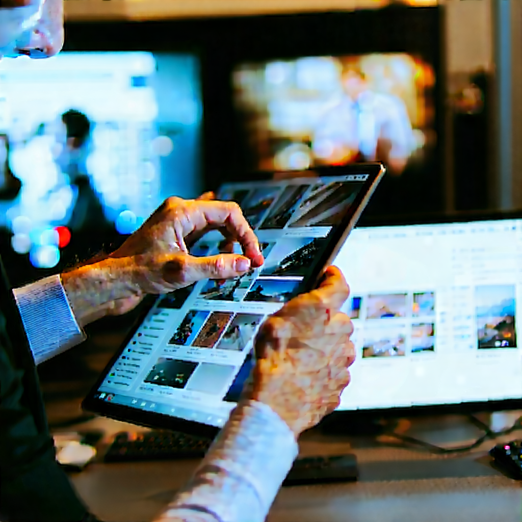 Business Aerial Photography: Tech professional using digital tablet