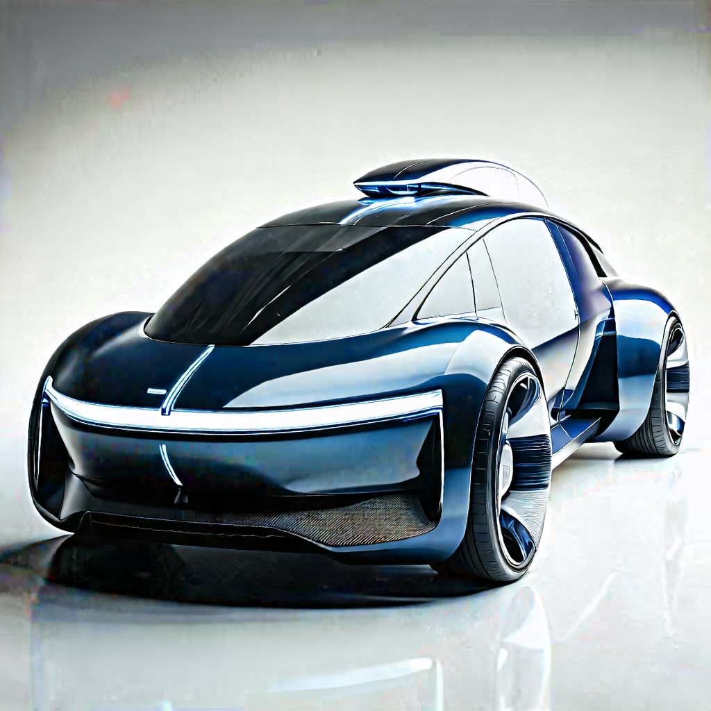 Tech Acrylic Painting: Innovative Electric Vehicle (design:1.47) With Futuristic Blue