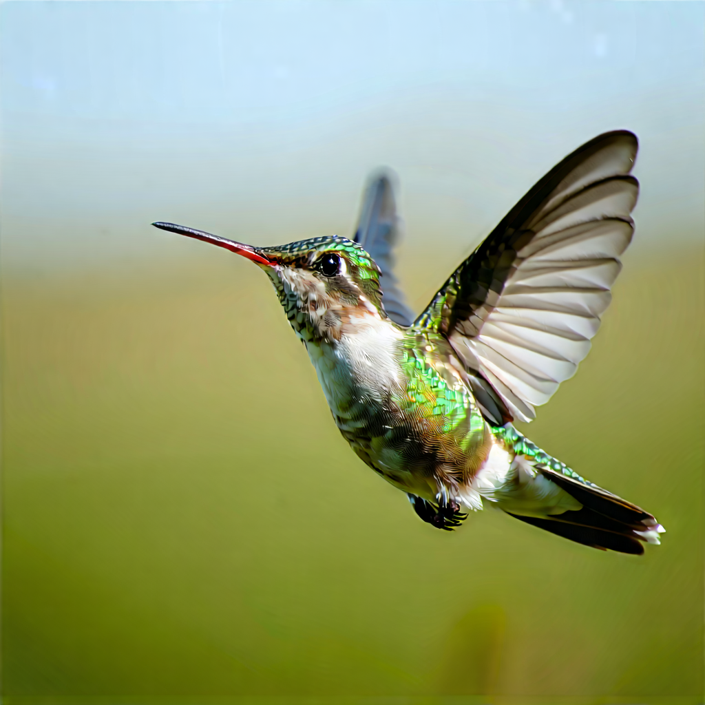 Nature Architectural Photography: Hummingbird In Prairie Grassland With Green White