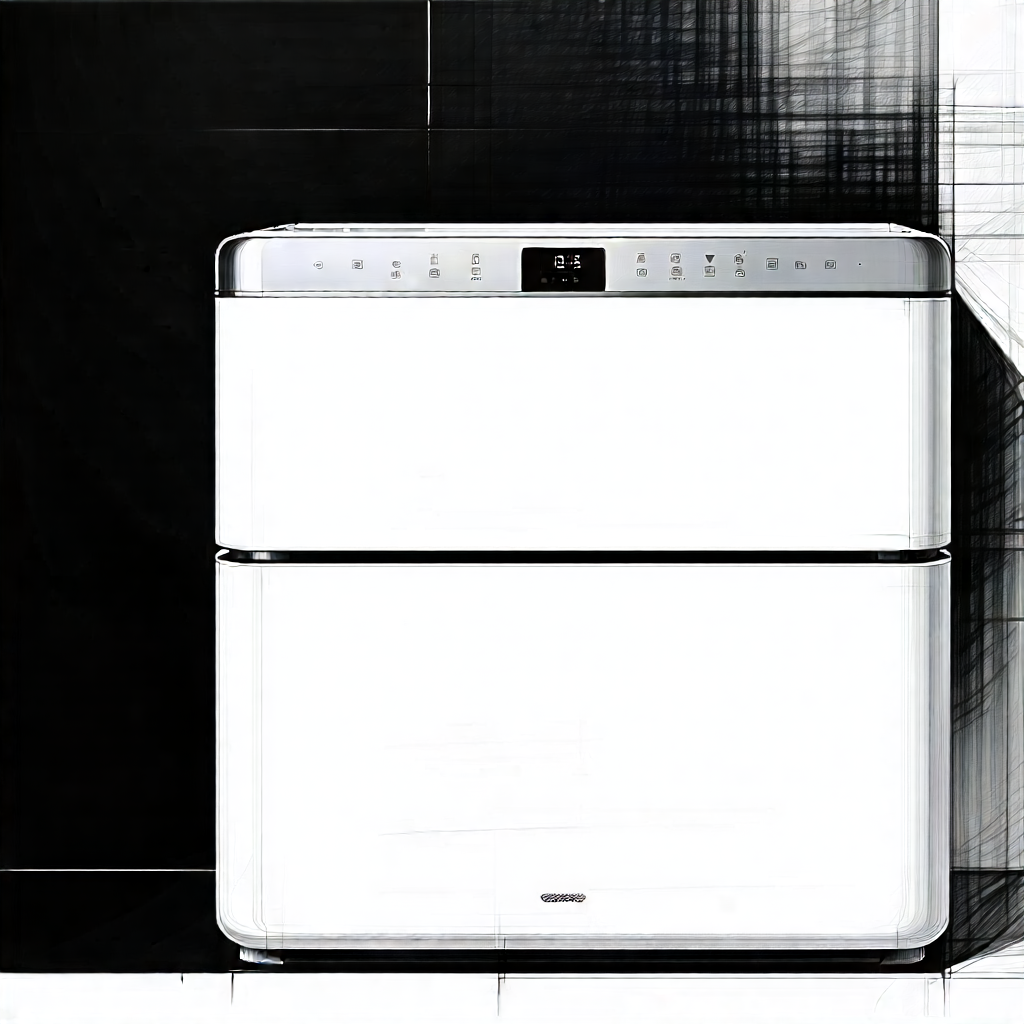 Tech Charcoal Drawing: Innovative Smart Appliance (design:1.45) With White Refrigerator