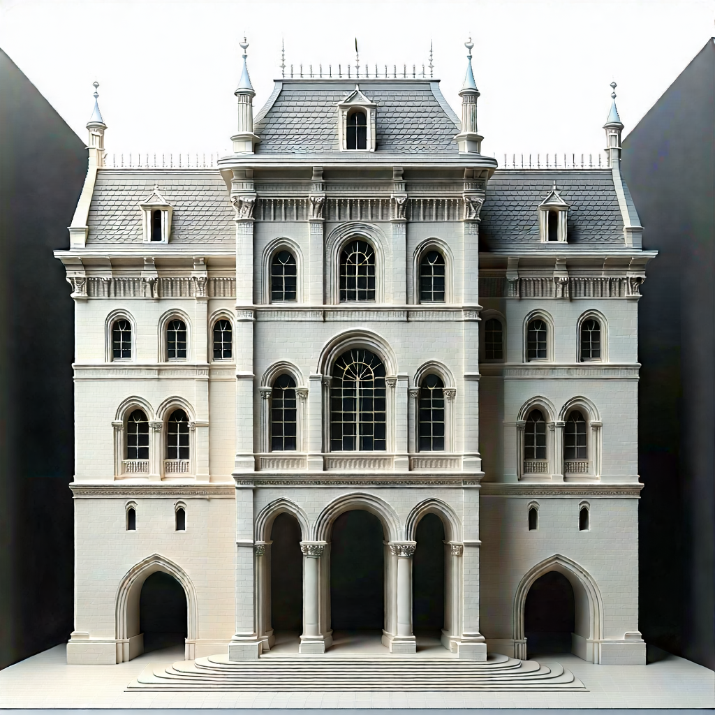 Urban Macro Photography: Historic (building:1.48) With Minimalist Design With Large White