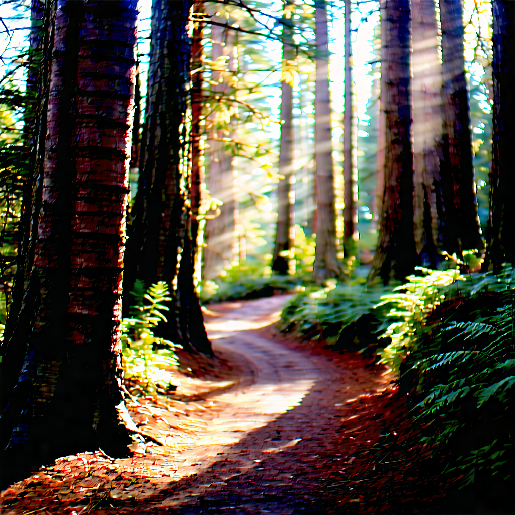 Nature Tilt-shift Photography: Path Through Redwood (forest:1.1) With Forest Path