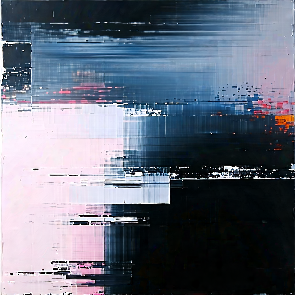 Abstract Glitch Art: Textural abstract with monochromatic color palette