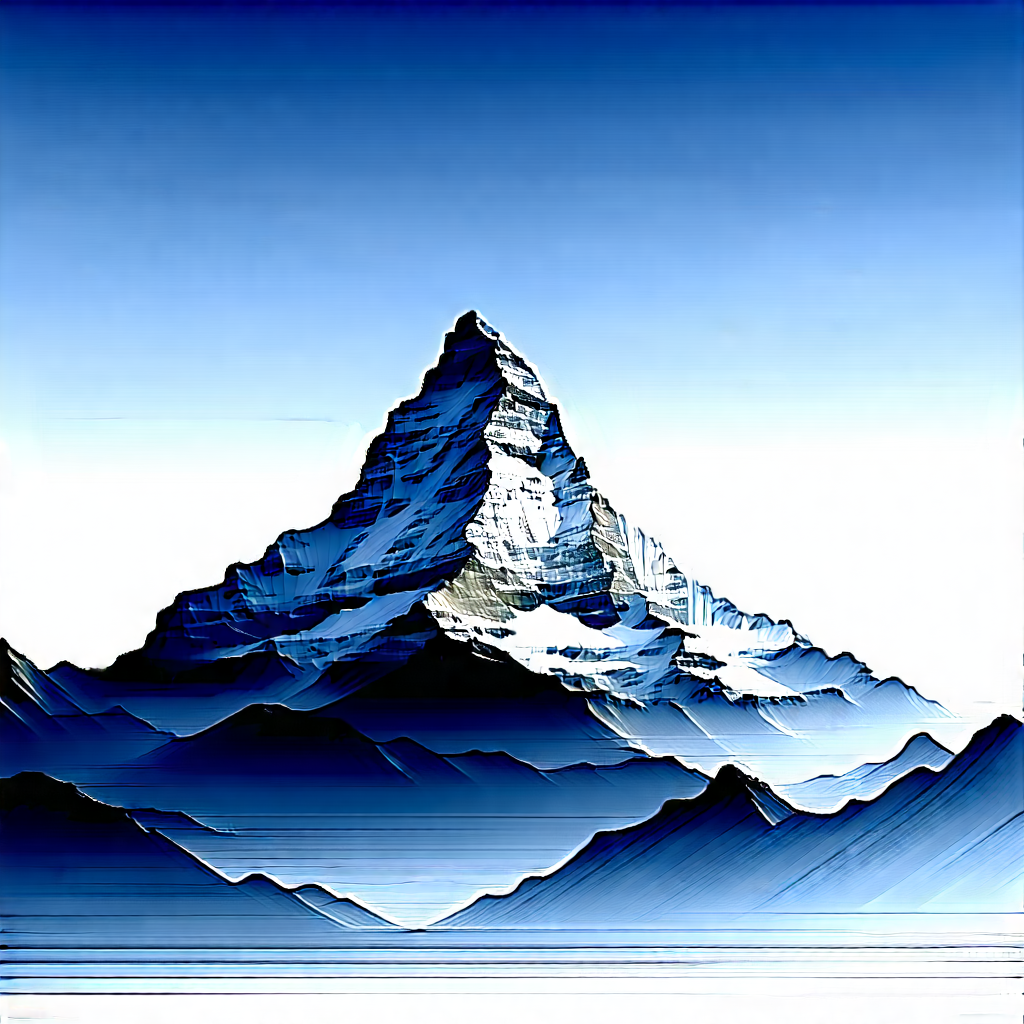 Nature Pencil Sketch: Clear (sky:1.23) Over Mountain Peak With Majestic Mountain