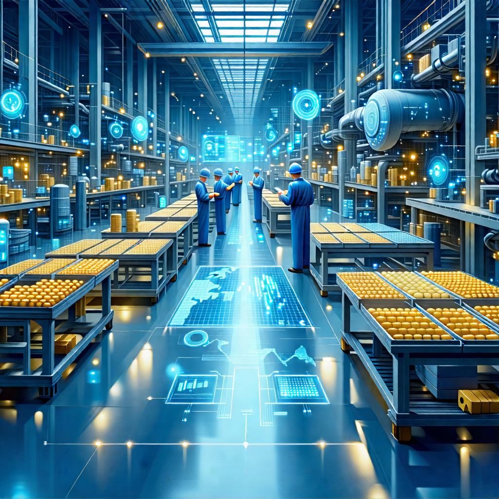 Tech Lithograph: Financial Technology In Manufacturing Facility With Image, There