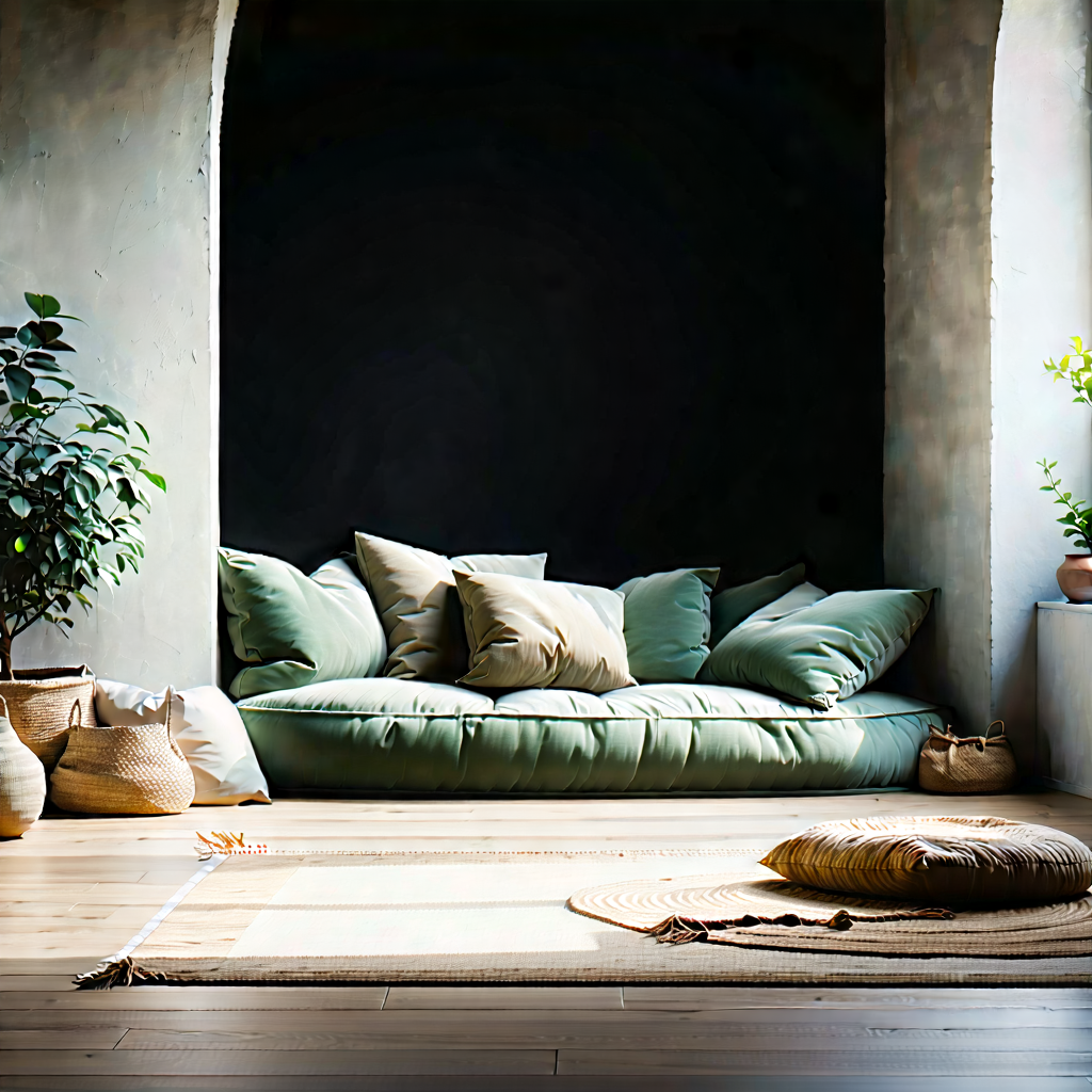 Lifestyle Drone Photography: Reading nook with comfortable textiles