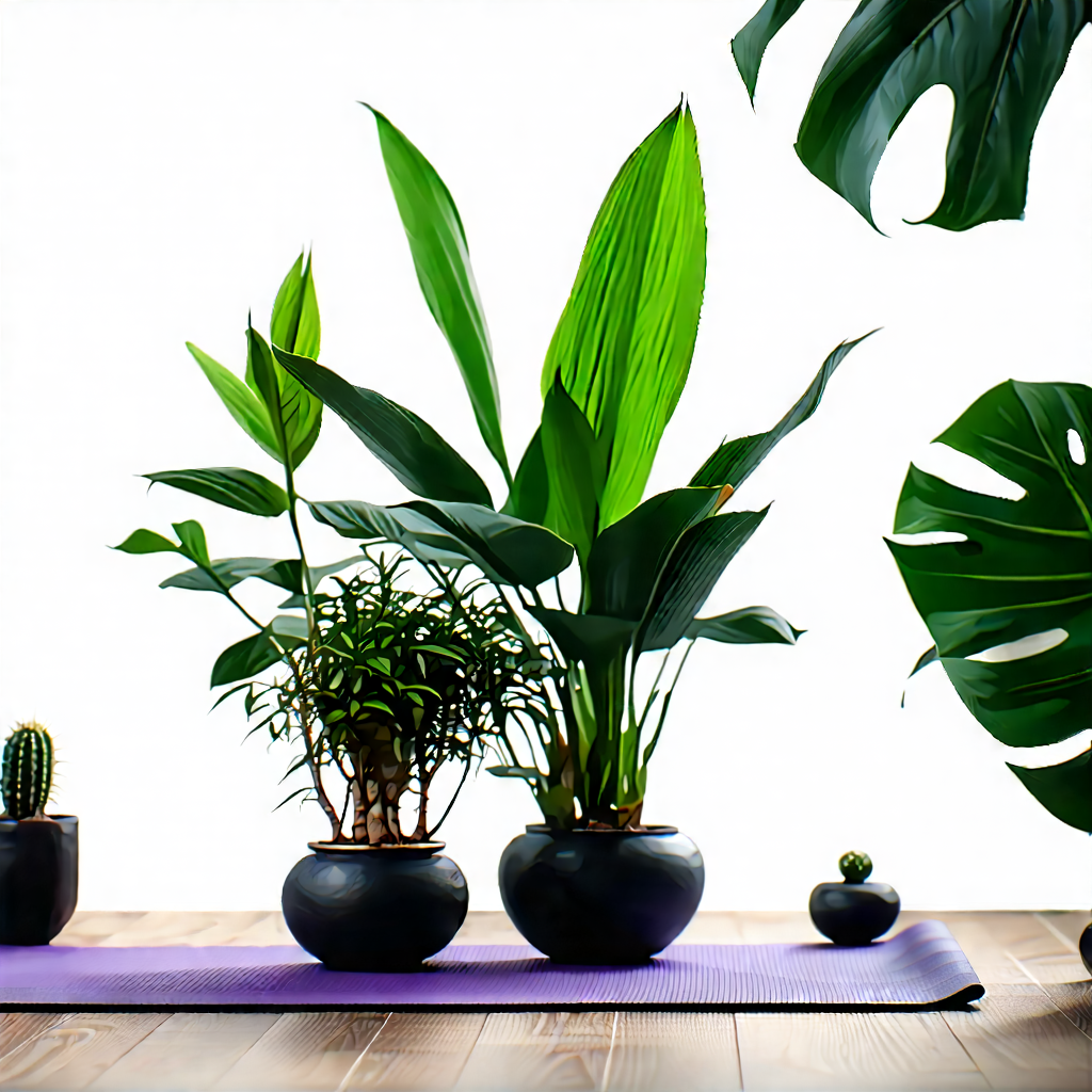 Lifestyle Watercolor Painting: Wellness Scene With Yoga Mat And Plants With Image, There