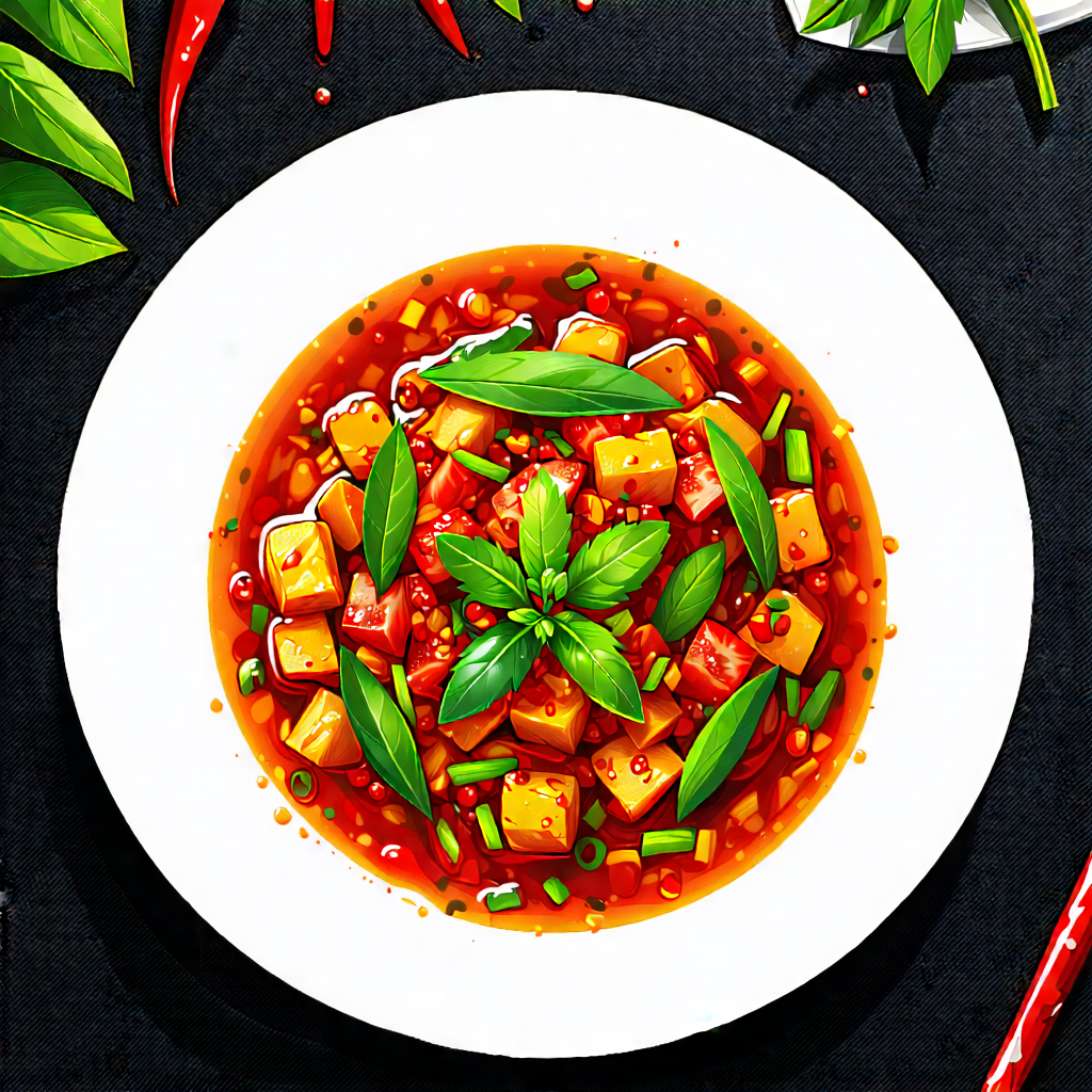 Lifestyle Vector Art: Plant-based Dish Prepared With (vibrant:1.3) Colors With White Plate