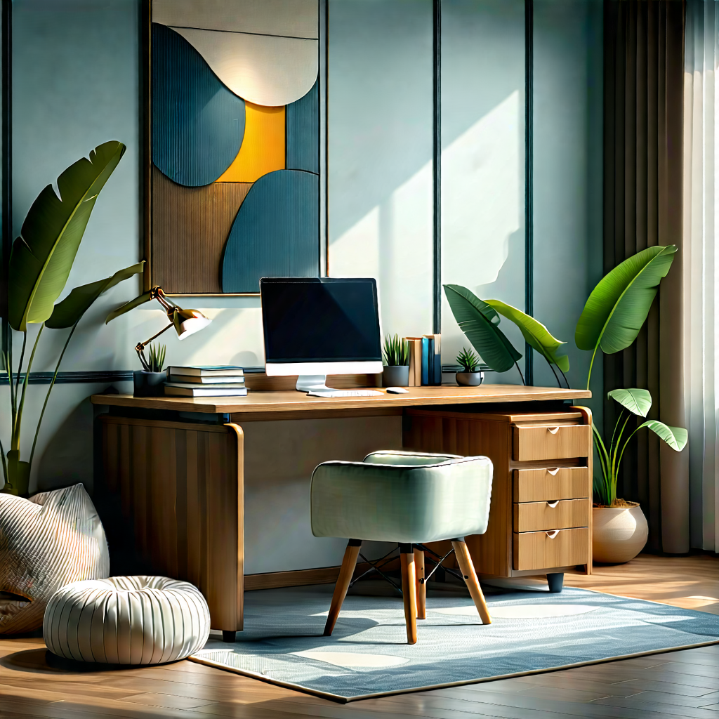 Lifestyle Isometric Design: Home office with comfortable textiles
