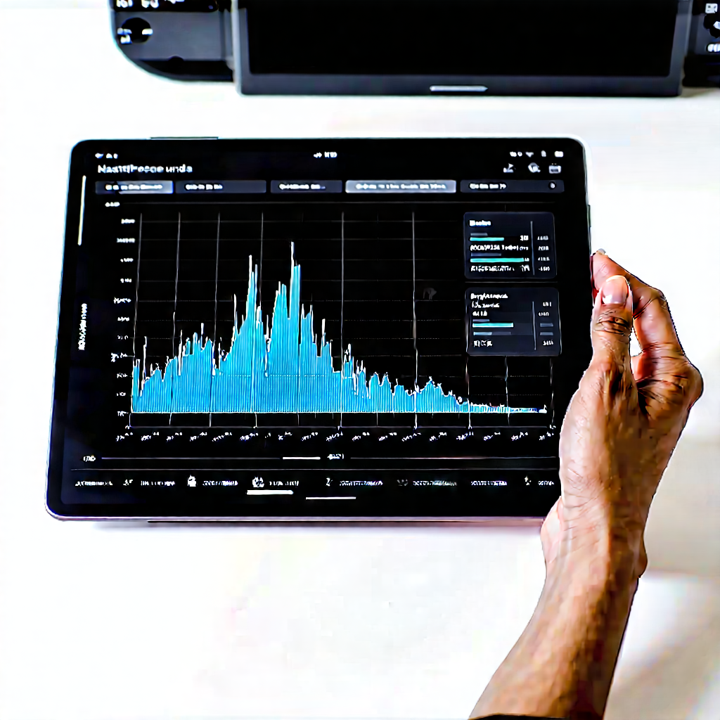 Tech Commercial Photography: Tablet with data visualization