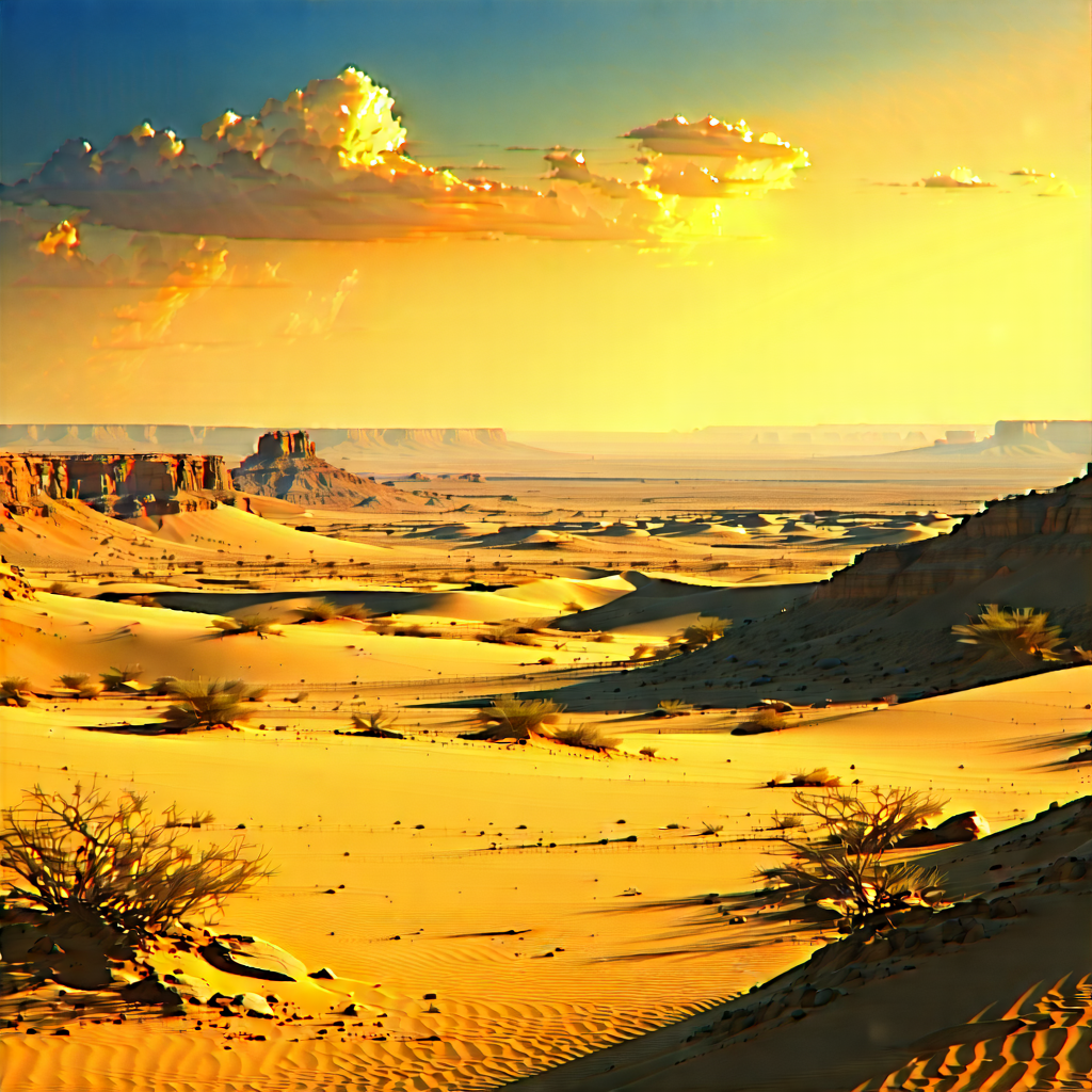 Nature Acrylic Painting: Desert (landscape:1.34) During Golden Hour With Beautiful Desert