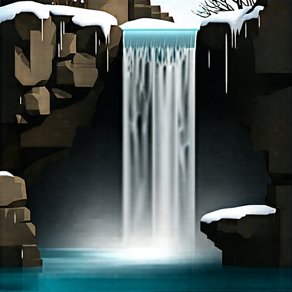 Nature Unreal Engine: Waterfall in winter snow