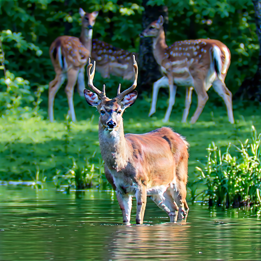 Nature Commercial Photography: Deer In Natural Habitat With Group Deer