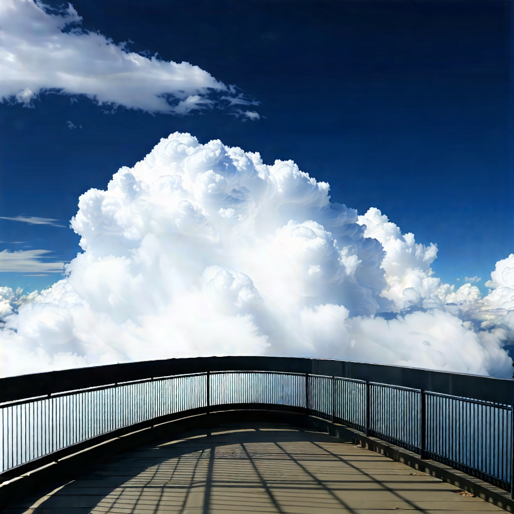 Urban Architectural Photography: Observation Deck With Dramatic (clouds:1.33) With Large White