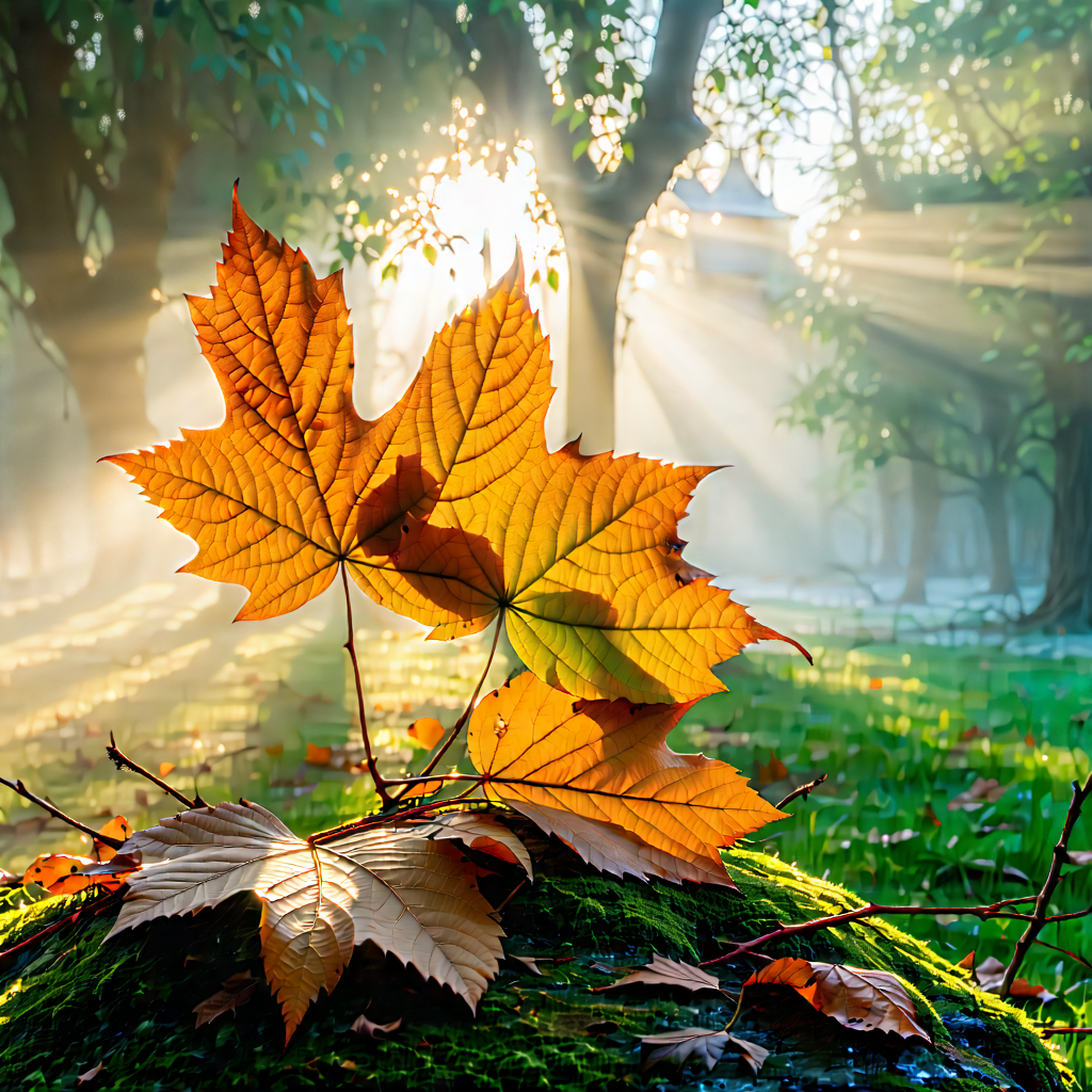 Nature Landscape Photography: Autumn Leaves In Misty Environment With Beautiful Autumn