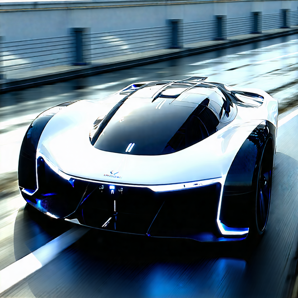 Tech Drone Photography: Innovative Electric Vehicle Design With White Sports