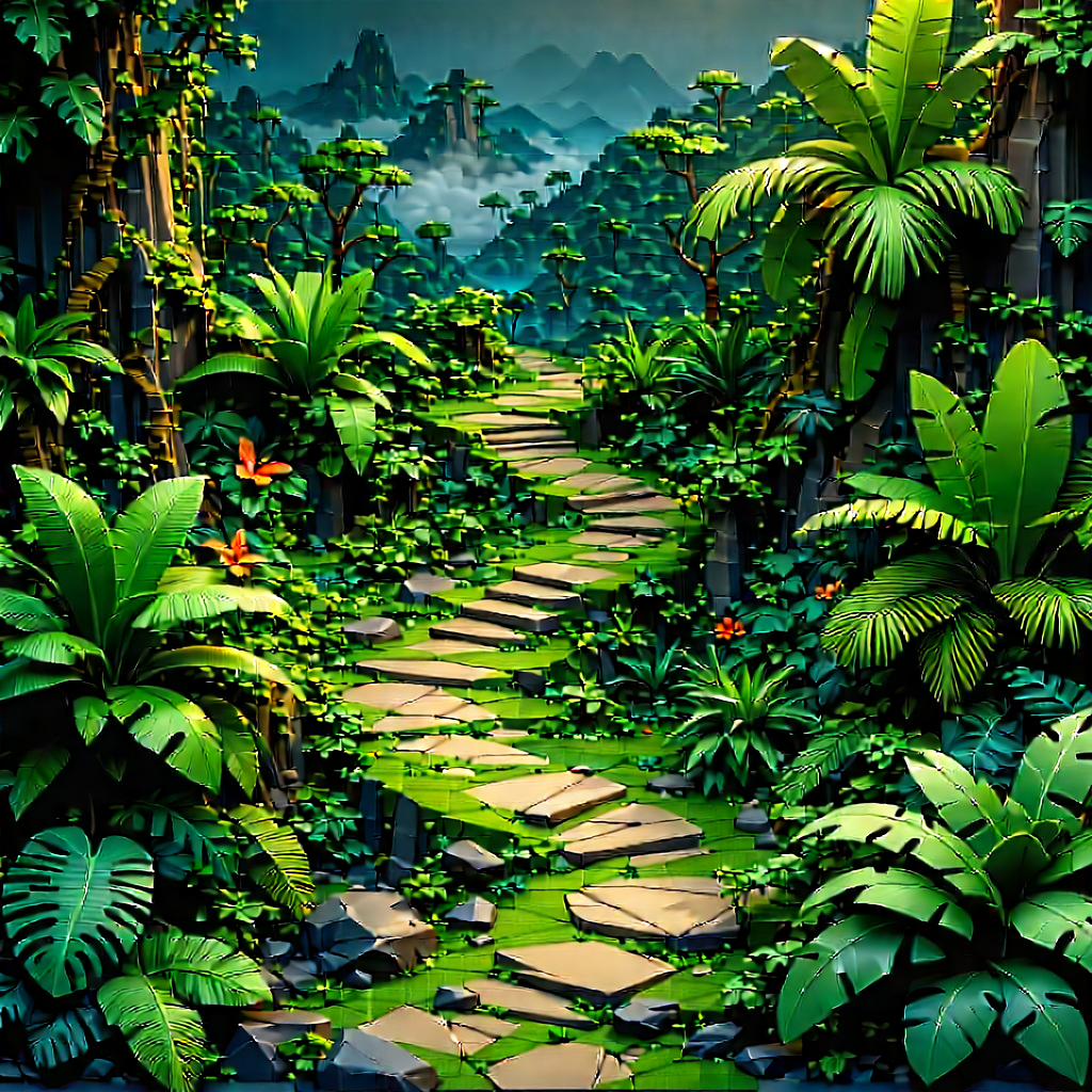 Nature Isometric Design: Path through tropical jungle