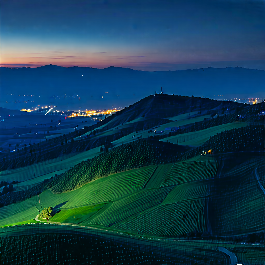 Nature 3d Render: Rolling Hills During Night With Beautiful View