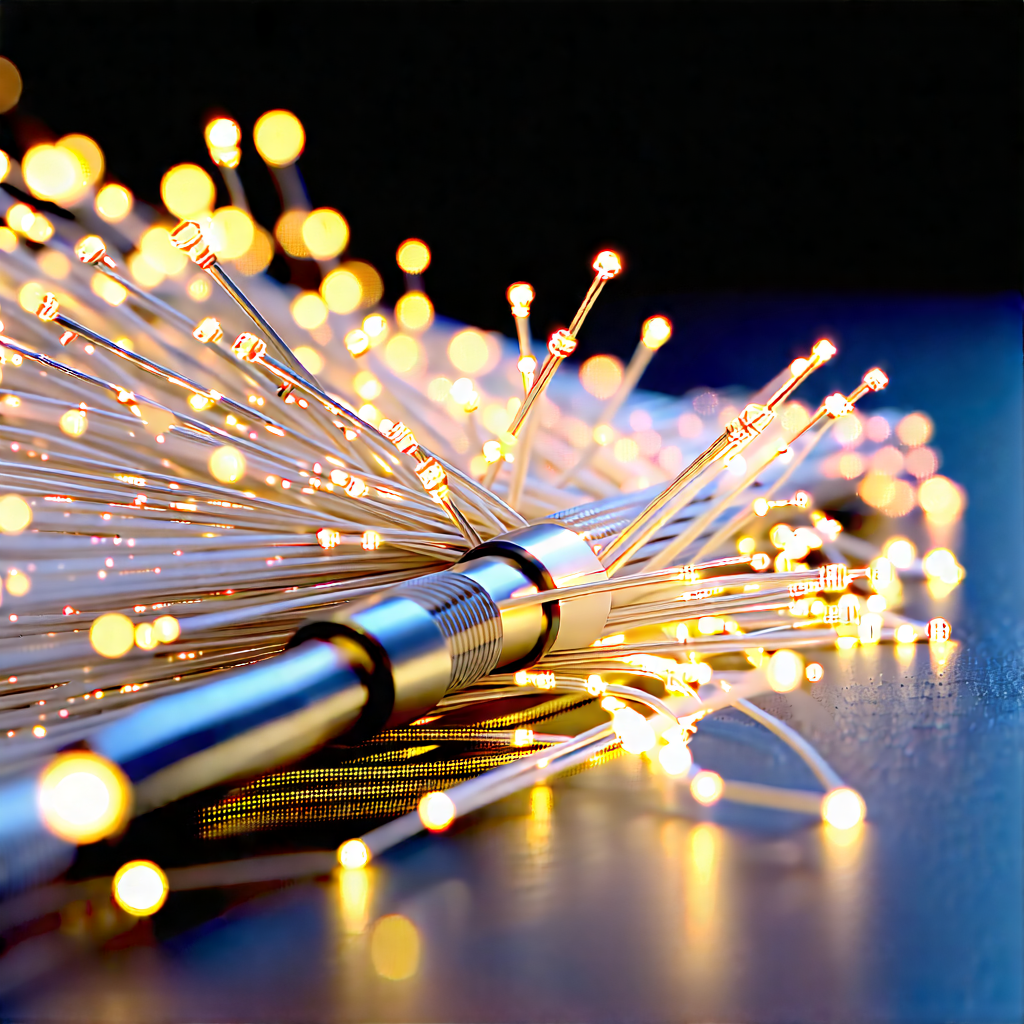 Tech Tilt-shift Photography: Close-up Of Fiber Optic Cables With Close-up Wire