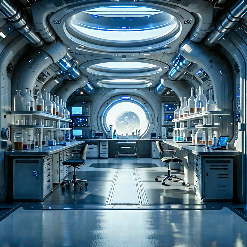 Tech Octane Render: (futuristic:1.13) Research Laboratory With Image, There