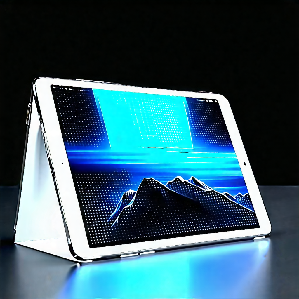 Tech Vector Art: Tablet With Holographic Display With White Tablet