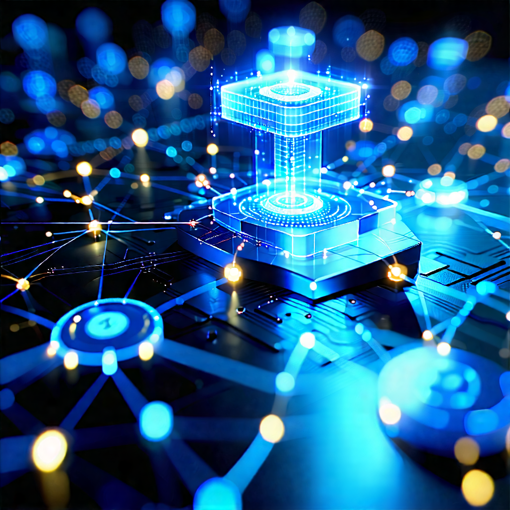 Tech Commercial Photography: Blockchain Network Visualization With Blue Blue