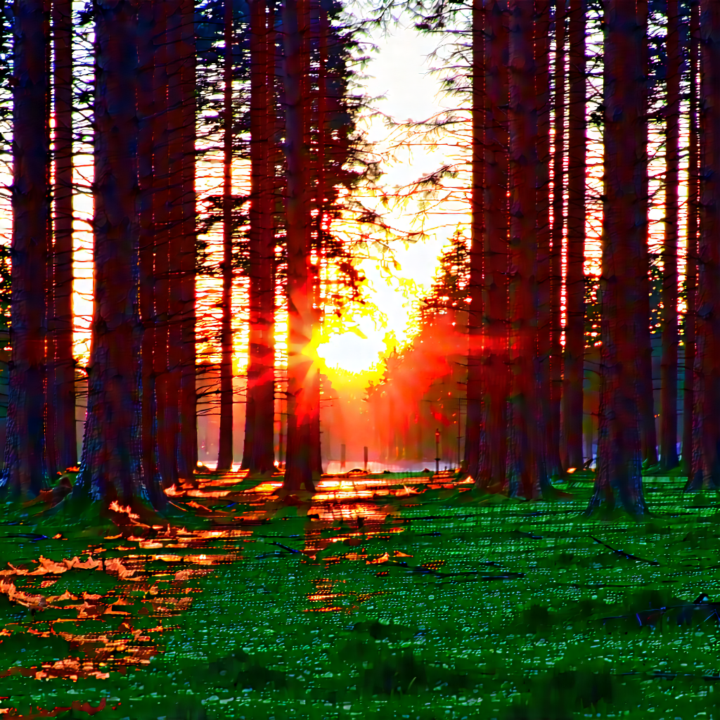 Nature Commercial Photography: Forest Scene During Golden Hour With Beautiful Sunset
