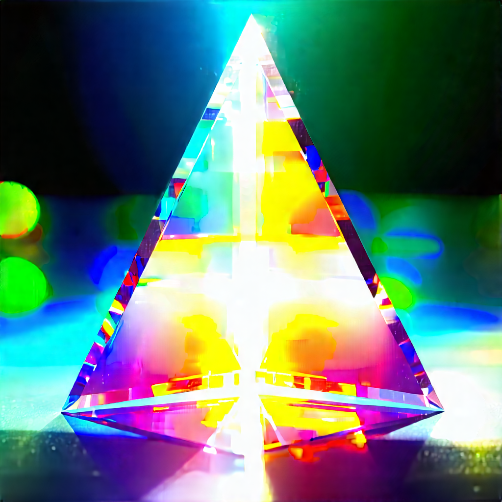 Abstract Glitch Art: Triangular Composition With Prismatic Light With Colorful, Three-sided