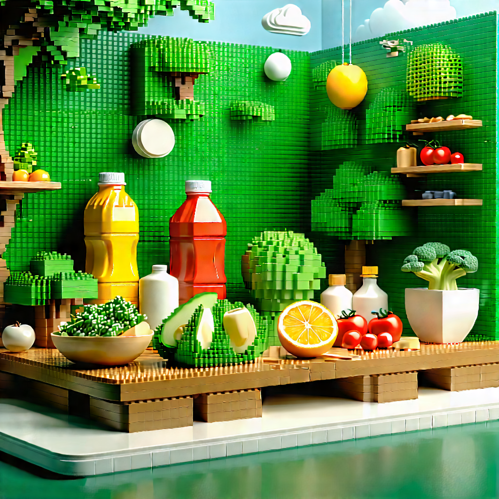 Lifestyle Voxel Art: Wellness scene with healthy food