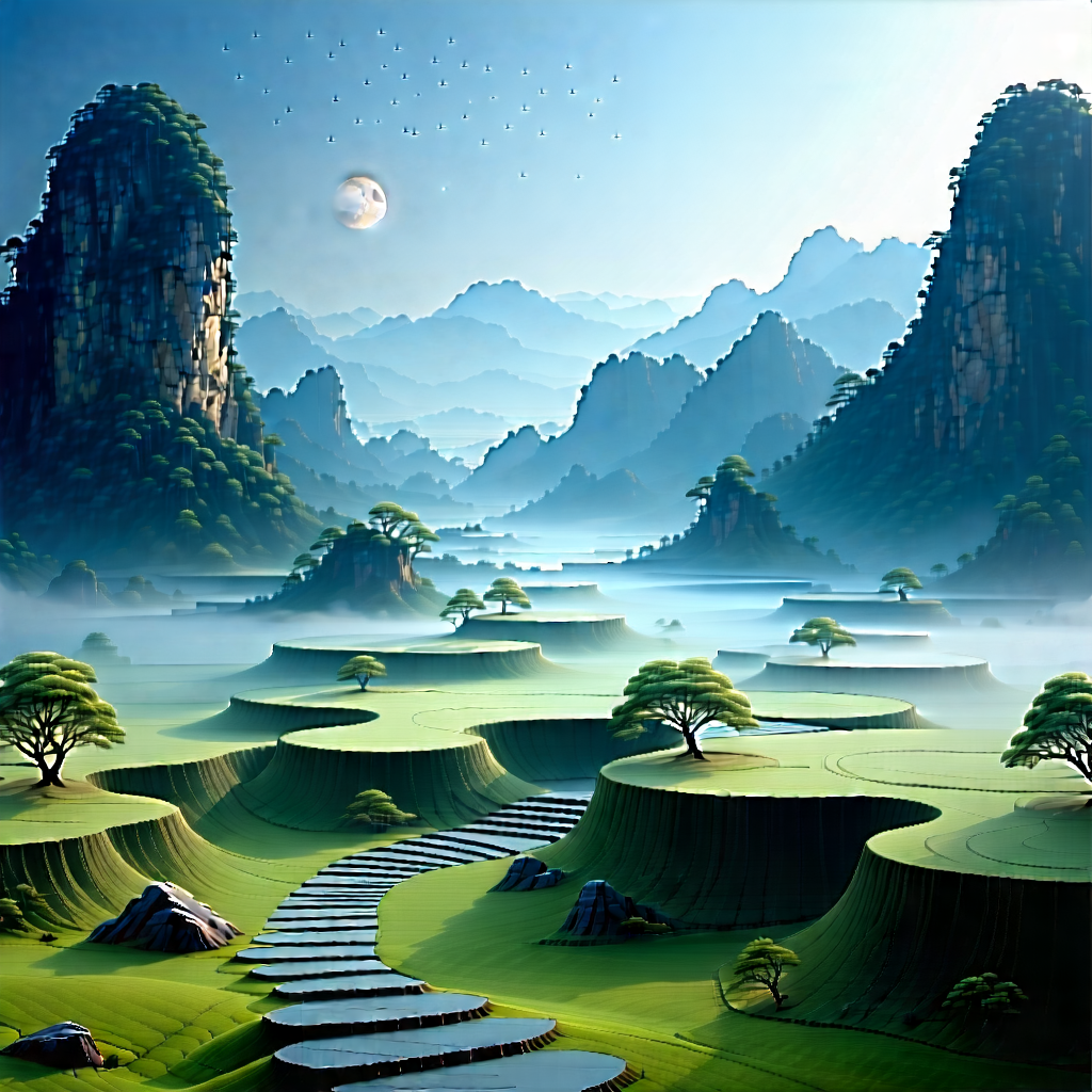Tech Landscape Photography: Innovative Communication Tool (design:1.37) With Painting Mountainous