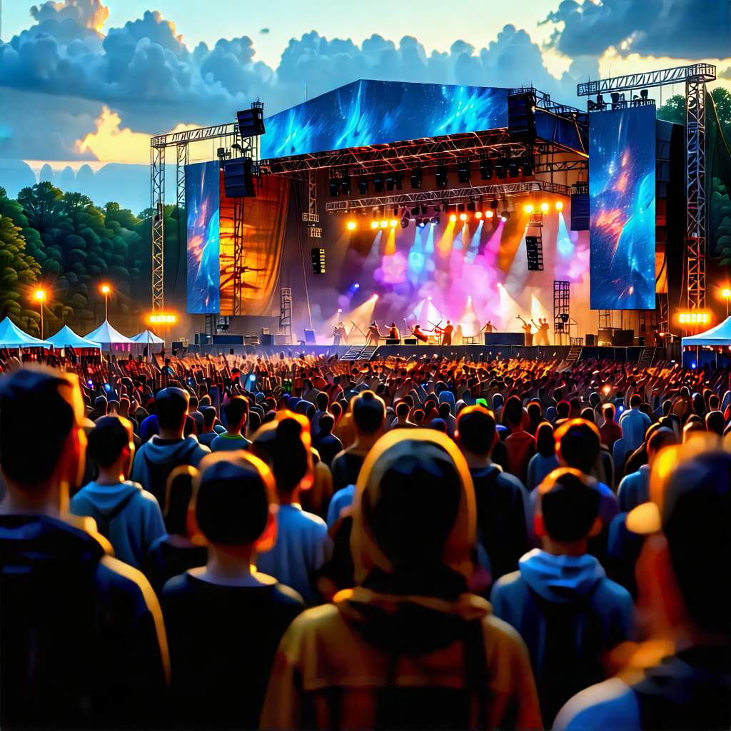 Urban Digital Art: Urban outdoor concert scene