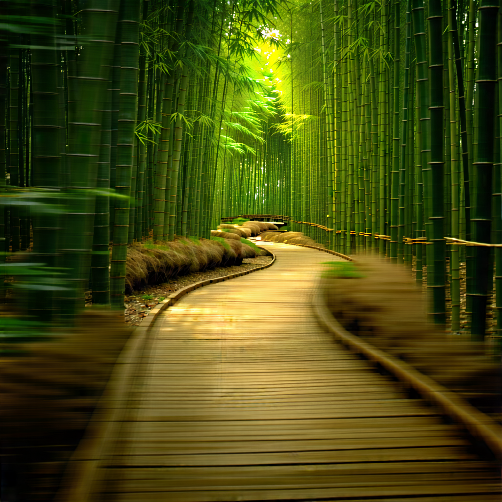 Nature Commercial Photography: Path Through Bamboo Grove With Pathway Surrounded