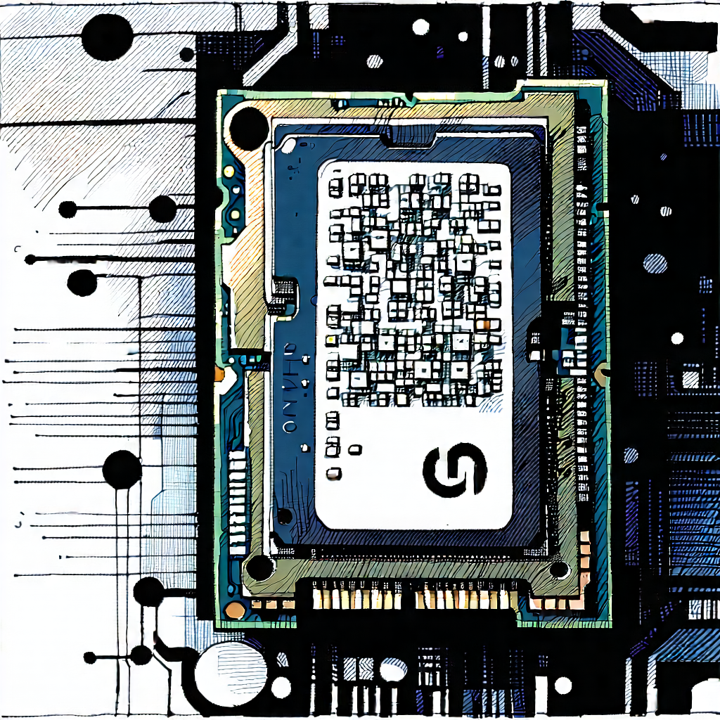 Tech Ink Drawing: Close-up of memory module