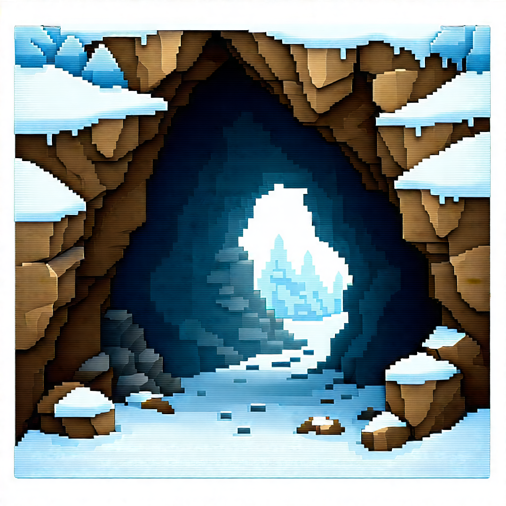 Nature Diagram Style: Cave Entrance In Winter Snow With Image, There