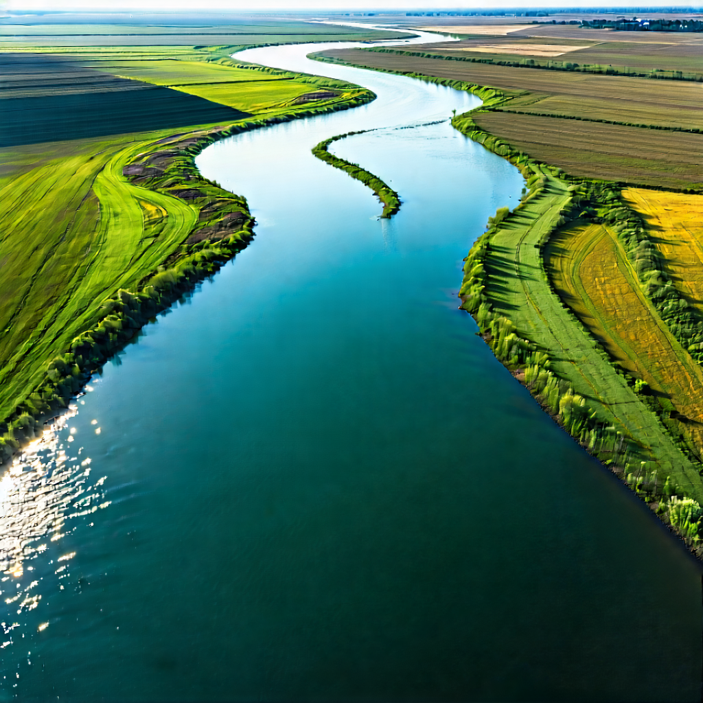 Nature Long Exposure Photography: Aerial view of winding (river:1.43)