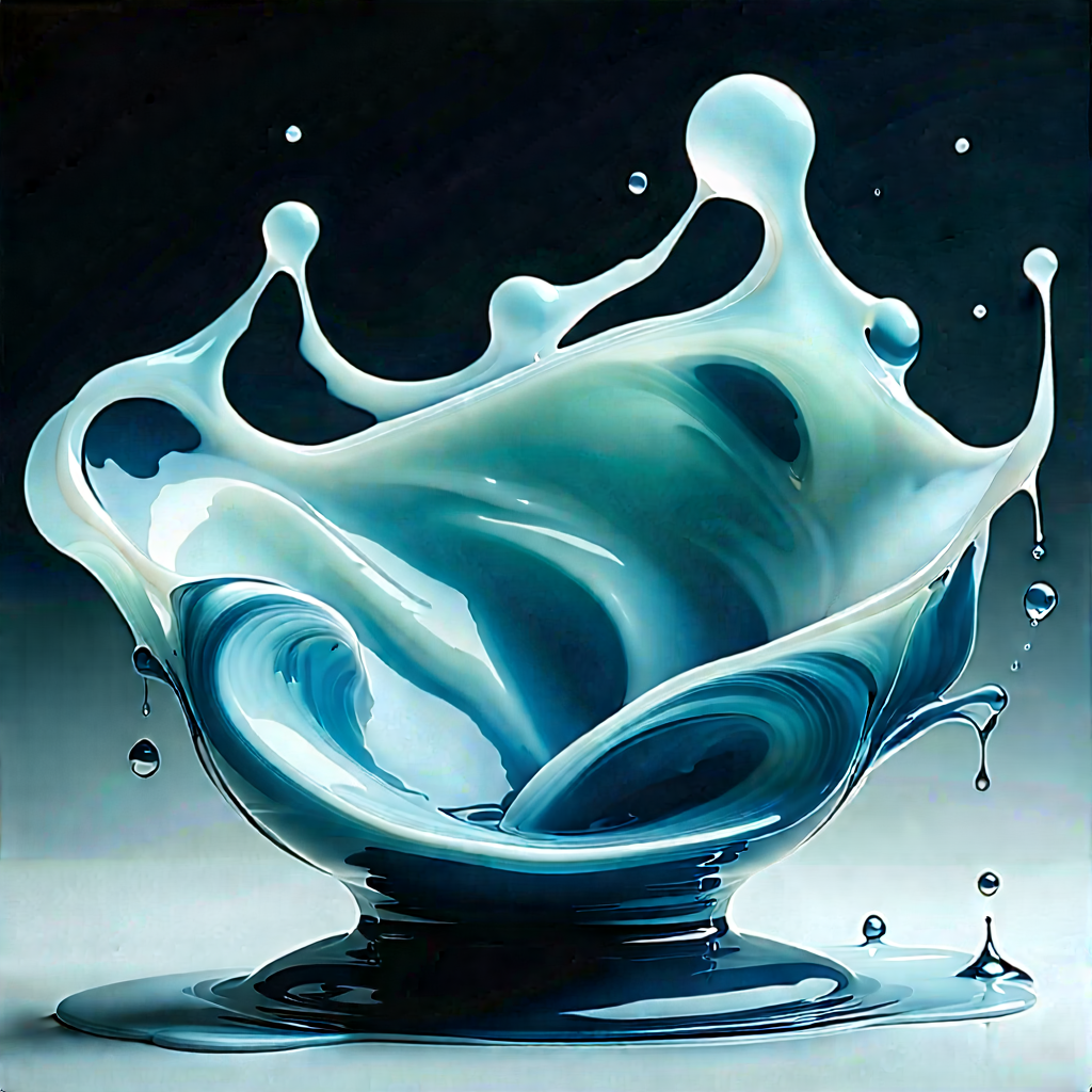 Abstract Infographic Style: Liquid Sculpture With Balance With Blue Bowl