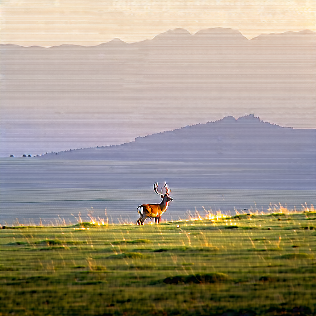 Nature Blender Artwork: Deer In Prairie Grassland With Deer Walking