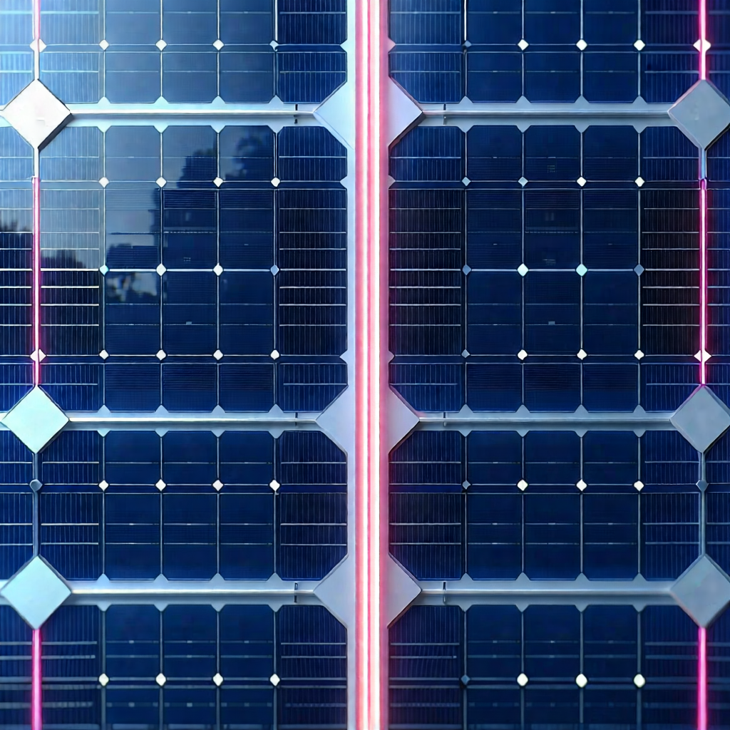 Tech Infographic Style: Solar panel with neon accents