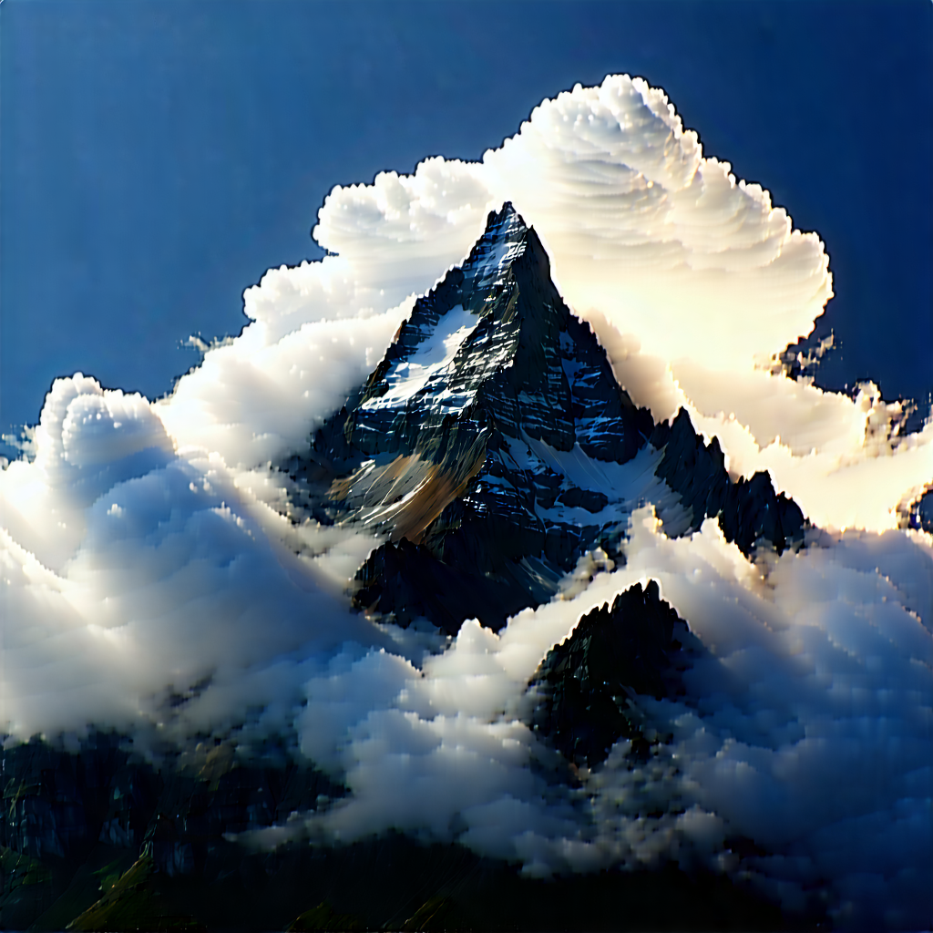 Nature Unreal Engine: (dramatic:1.43) Clouds Over Mountain Peak With Majestic Mountain