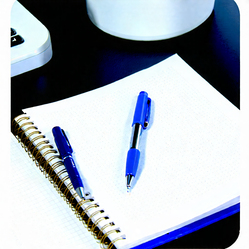 Business Infographic Style: Workplace with notebooks and pens on desk
